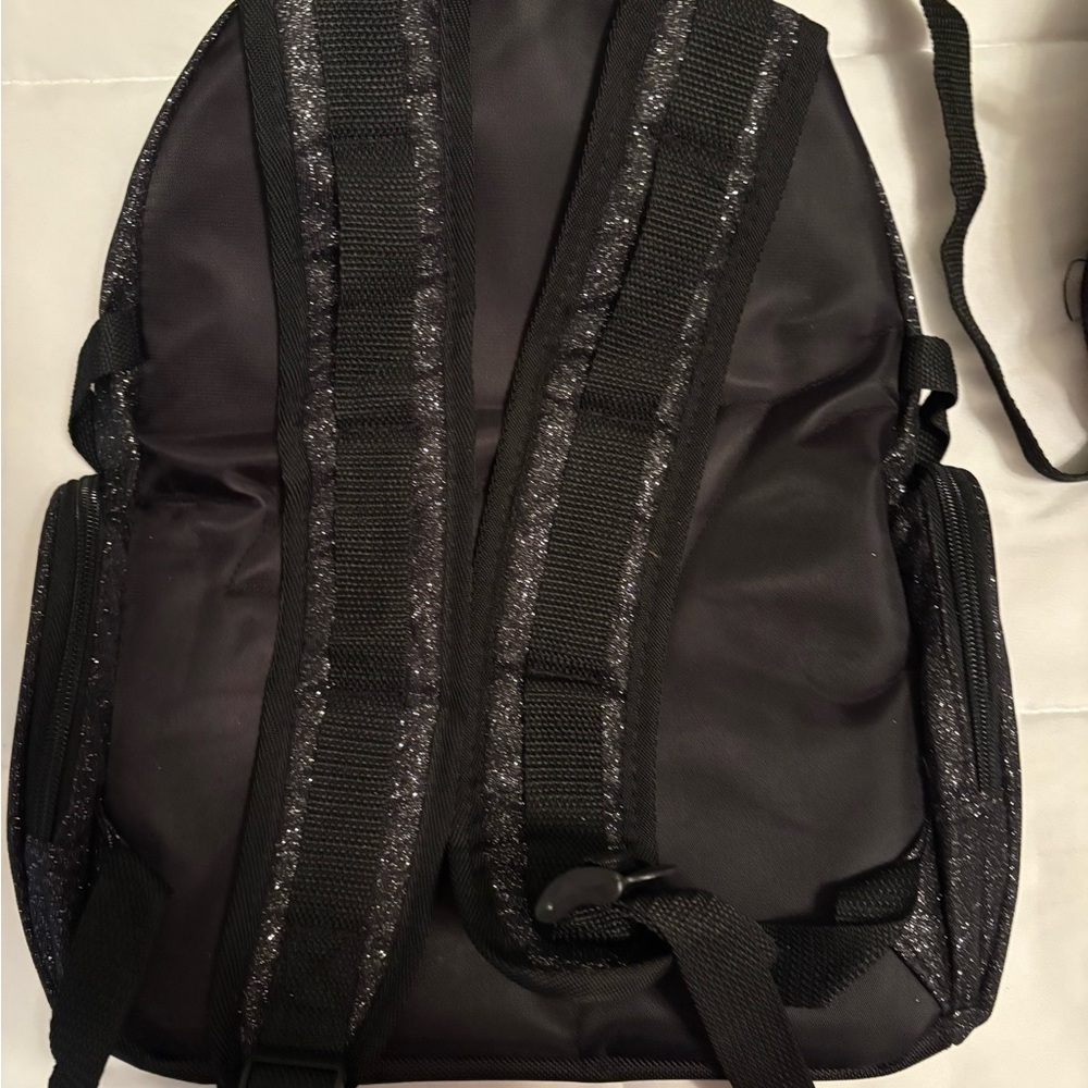 Black Varsity Glitter Backpack - image 2